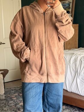 Aeropostale Tan Zip-Up Hoodie Jacket
